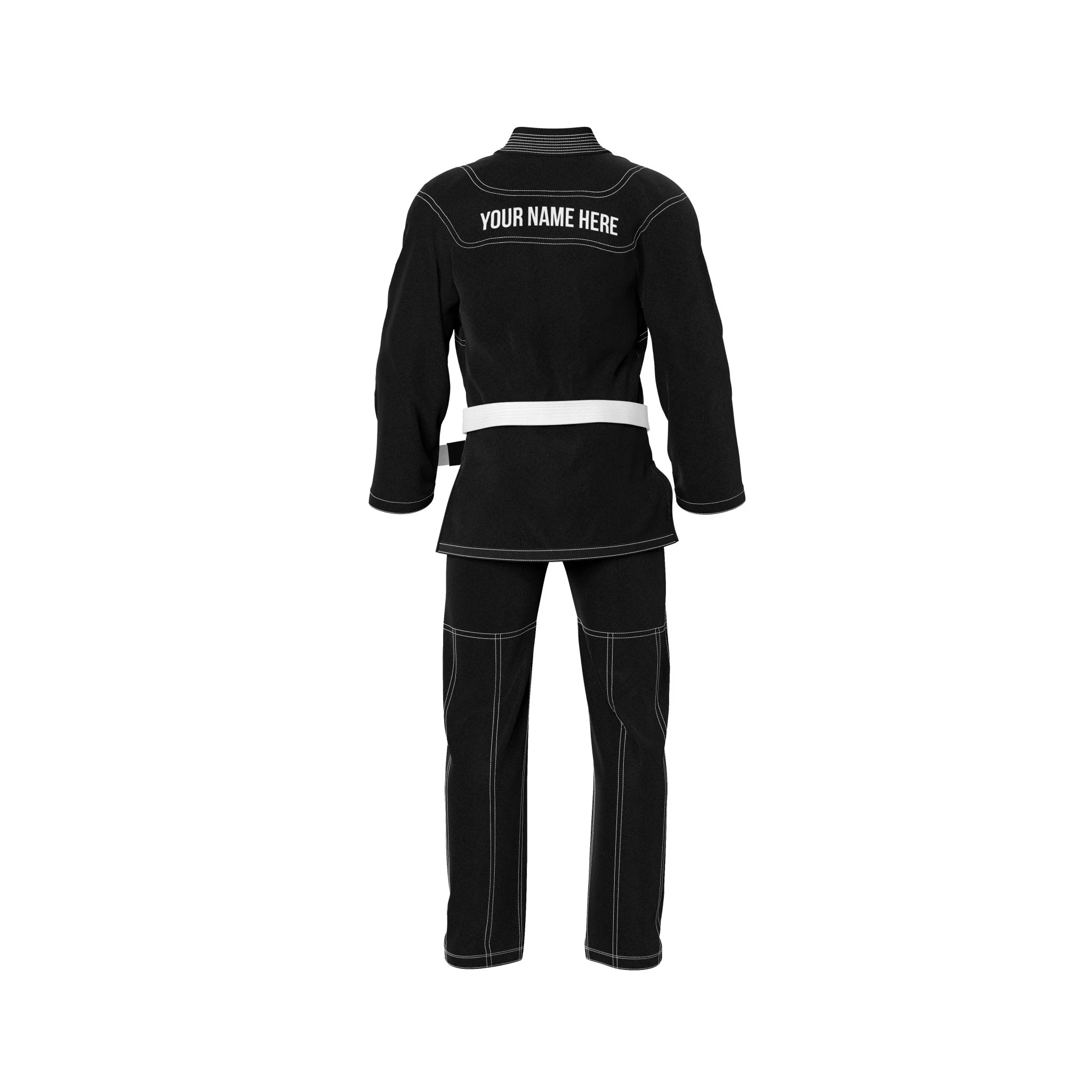 Custom Name/Logo Black Brazilian Jiu Jitsu Gi with White Stitching (BJJ GI) - Image 3