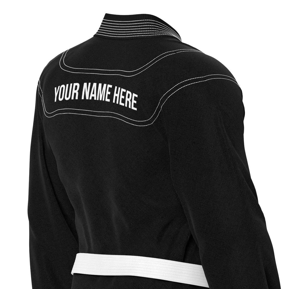 Custom Name/Logo Black Brazilian Jiu Jitsu Gi with White Stitching (BJJ GI) - Image 4