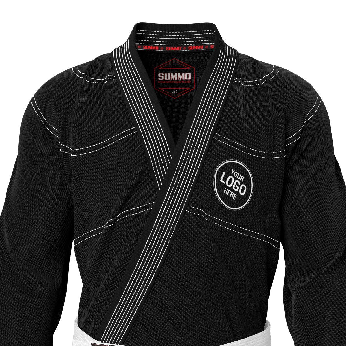 Custom Name/Logo Black Brazilian Jiu Jitsu Gi with White Stitching (BJJ GI) - Image 7
