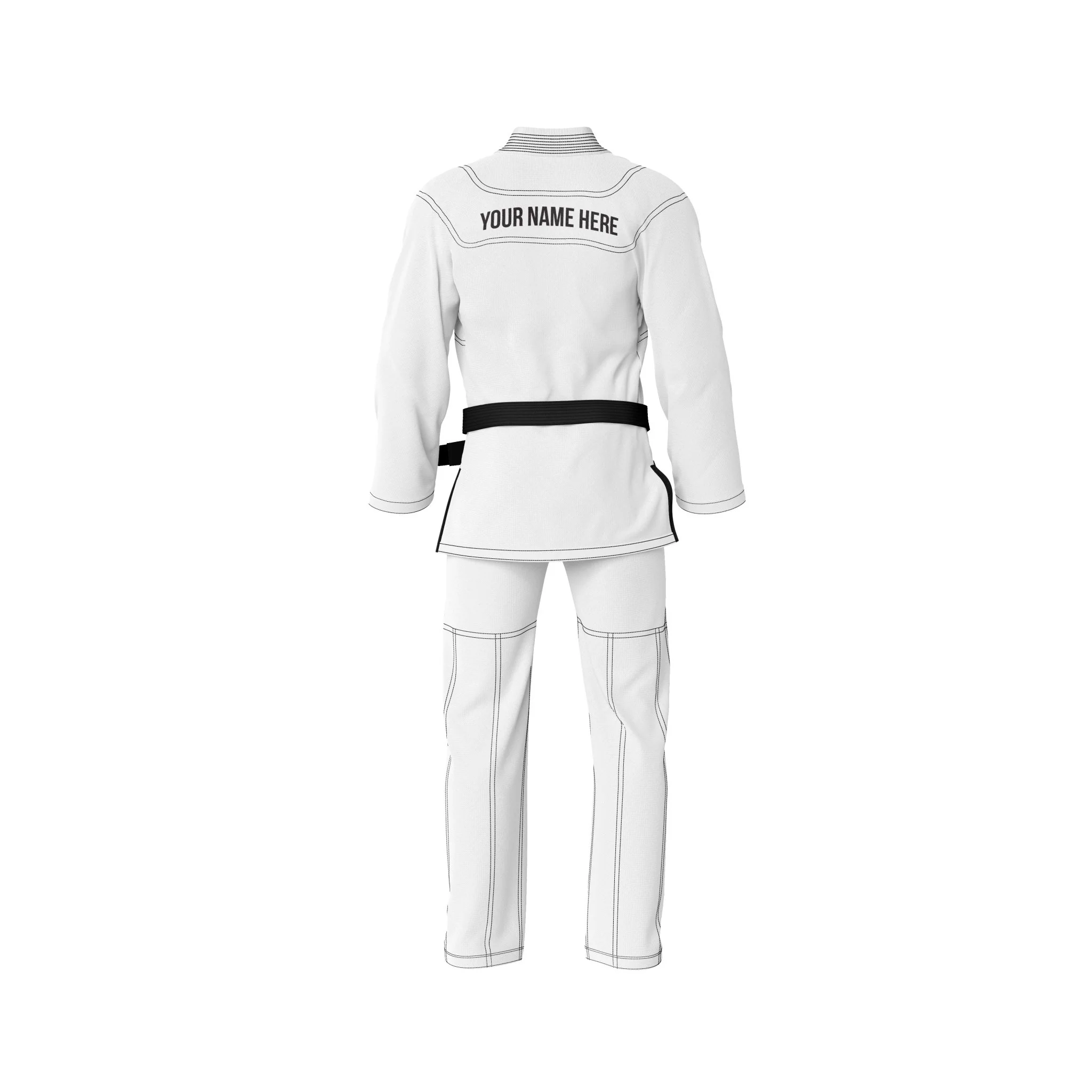 Custom Name/Logo White Brazilian Jiu Jitsu Gi with Black Stitching (BJJ GI) - Image 3