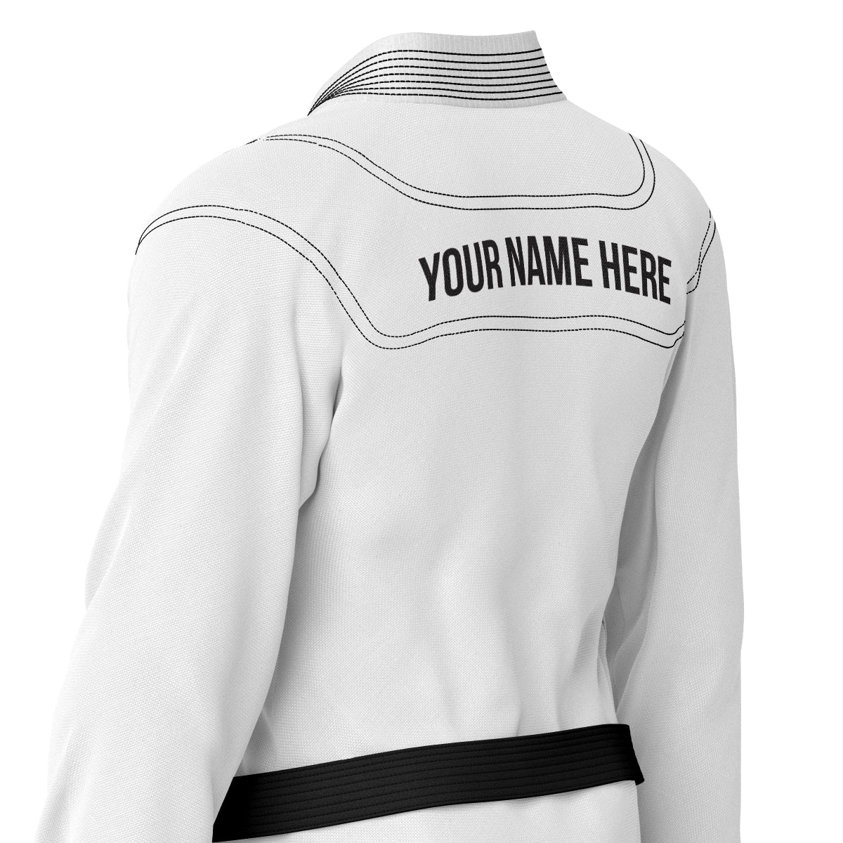 Custom Name/Logo White Brazilian Jiu Jitsu Gi with Black Stitching (BJJ GI) - Image 4