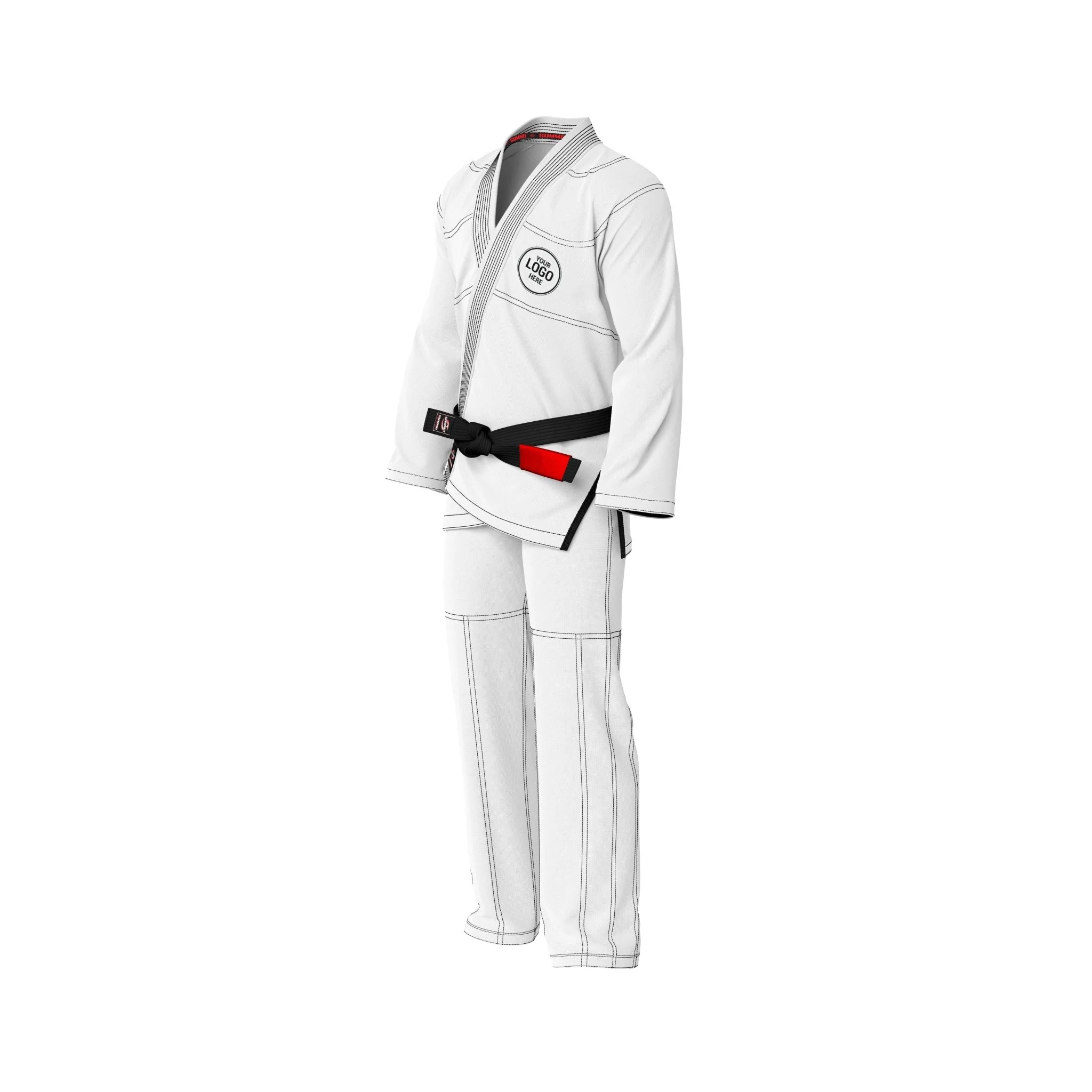 Custom Name/Logo White Brazilian Jiu Jitsu Gi with Black Stitching (BJJ GI) - Image 5