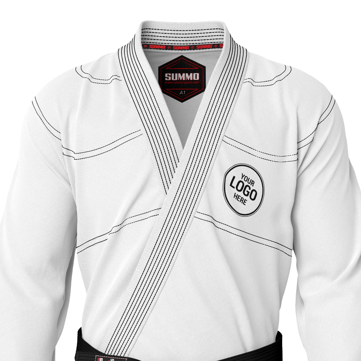 Custom Name/Logo White Brazilian Jiu Jitsu Gi with Black Stitching (BJJ GI) - Image 7