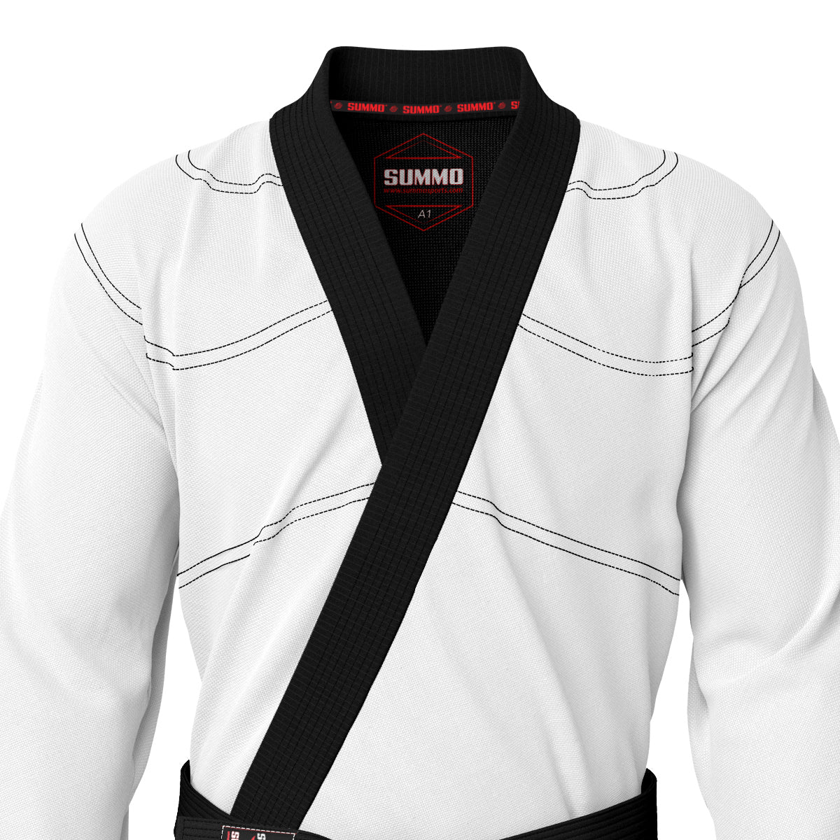 Sumpter White with Black Lapel Brazilian Jiu Jitsu GI (BJJ GI) - Image 9
